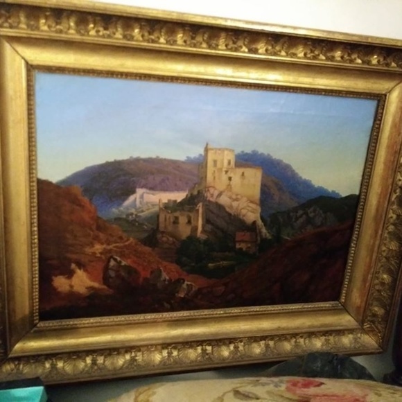 N/A>> 19th C. o/c Landscape with Castle - Picture 8 of 8